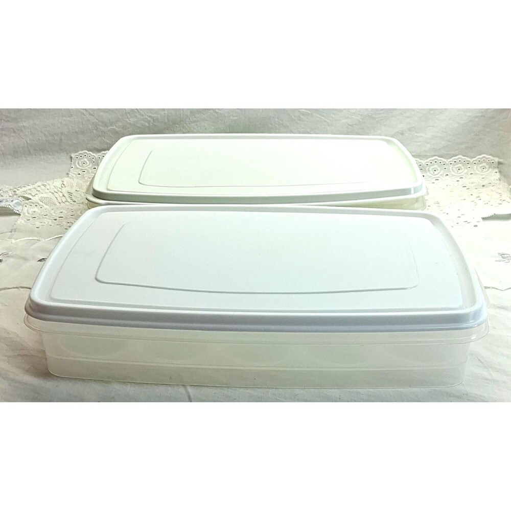 Rubbermaid 2-Pack Rectangular Devil Egg Containers Snap Lids White/Clear